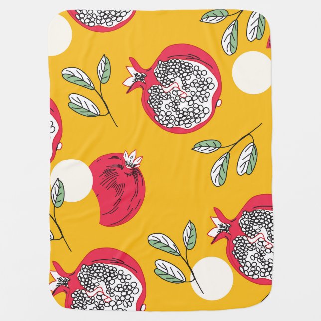 Garnet Fruit: Hand-Drawn Vintage Pattern. Baby Blanket (Front)