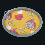 Garnet Fruit: Hand-Drawn Vintage Pattern. Belt Buckle<br><div class="desc">Garnet fruit hand drawn seamless pattern. Vintage illustration. Pomegranate background. Celebrate the beauty of nature with this watercolor illustration pattern featuring hibiscus flowers. It's a touch of floral elegance. Hand-Drawn Garnet: Vintage pattern with garnet fruit illustration. pattern, garnet, background, illustration, texture, decor, food, paper, spring, leaf, white, retro, fruit, seamless,...</div>