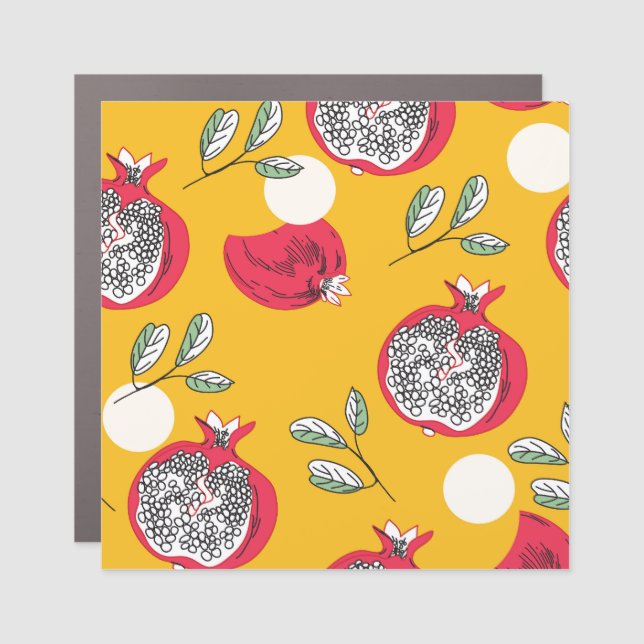Garnet Fruit: Hand-Drawn Vintage Pattern. Car Magnet (Front)