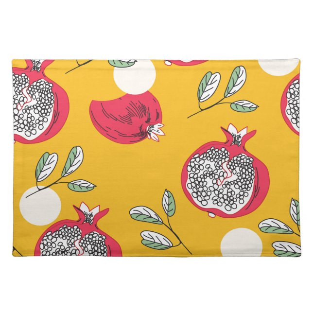 Garnet Fruit: Hand-Drawn Vintage Pattern. Cloth Placemat (Front)