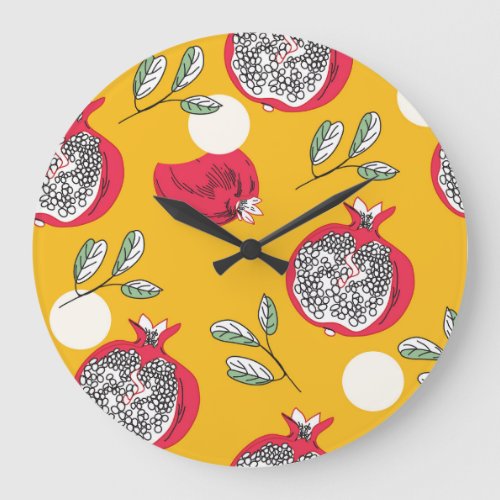 Garnet Fruit Hand_Drawn Vintage Pattern Large Clock
