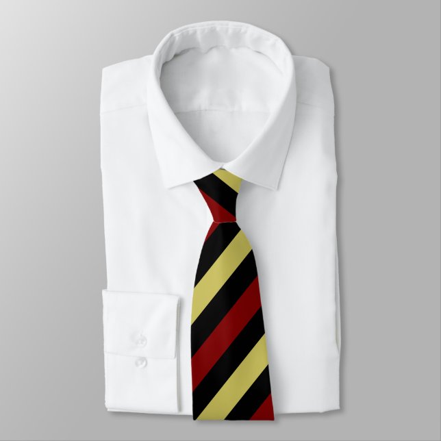 Garnet Gold and Black II Regimental Stripe Tie (Tied)