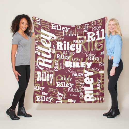 Garnet Gold Name Repeat Typography Sport Team Fleece Blanket