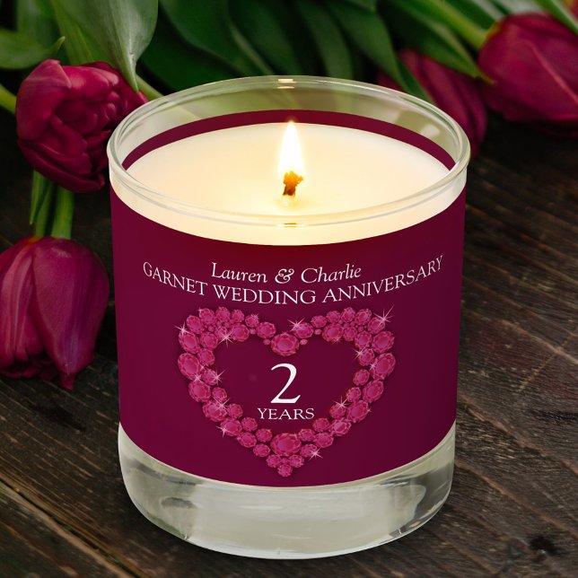 Garnet heart 2nd wedding anniversary custom  scented candle (Creator Uploaded)