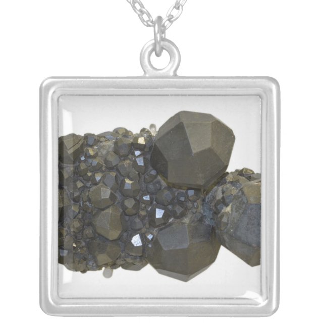 Garnet in Natural Form Silver Plated Necklace (Front)