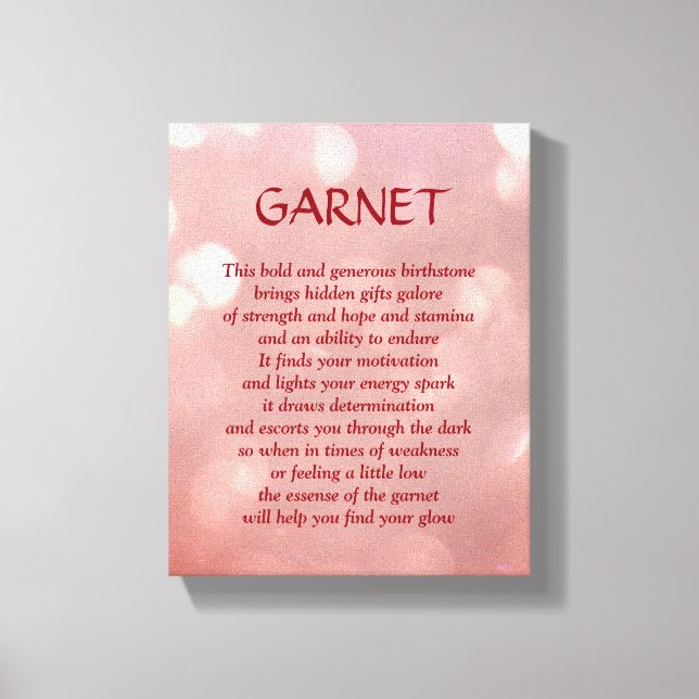 Garnet - January birthstone poem art canvas (Front)