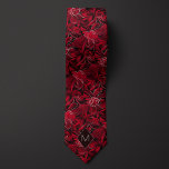 Garnet Red Botanical Monogram Neck Tie<br><div class="desc">Make a bold statement with our Garnet Red Botanical Monogram Neck Tie. The rich garnet red hue and botanical monogram design exude elegance and style. Explore our matching socks to complete your sophisticated look.</div>