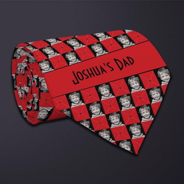 Garnet Red Checkered Photo Neck Tie (Creator Uploaded)