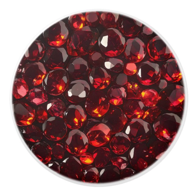 Garnet Red Crystals Pattern Ceramic Knob (Front)