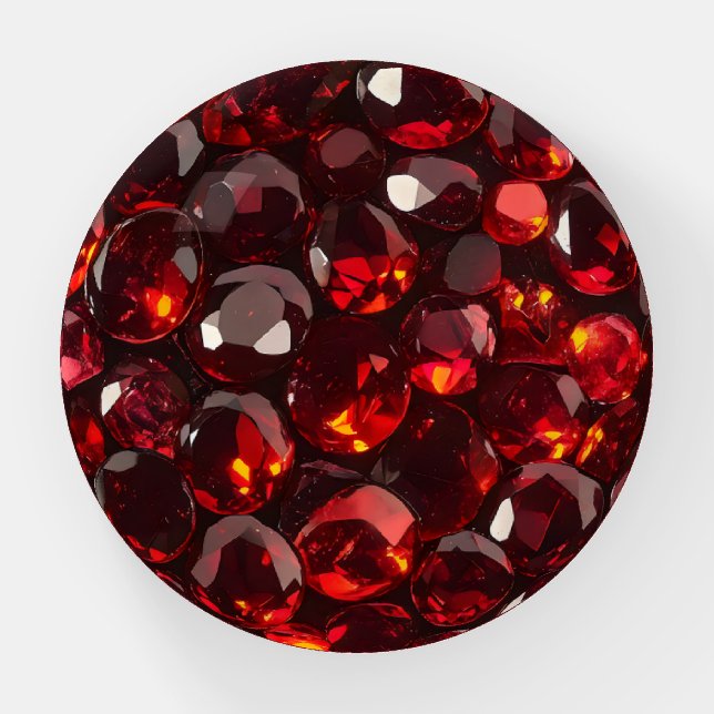 Garnet Red Crystals Pattern Paperweight (Front)