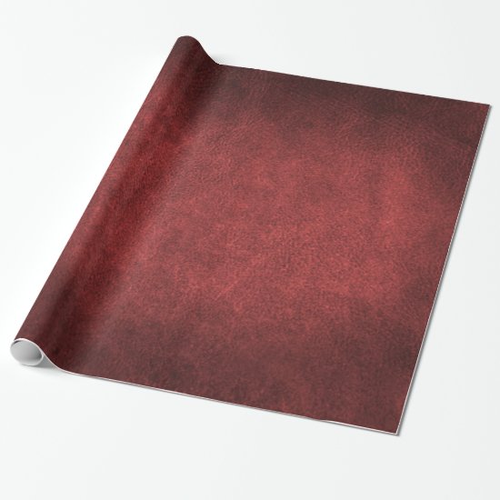 Garnet Red Old World Faux Leather Wrapping Paper