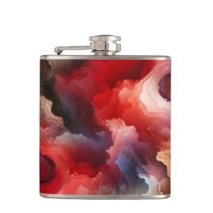Garnet Red Smokey Abstract Watercolor Cloud Flask