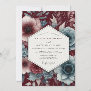 Garnet Teal Renaissance Wedding Invitation