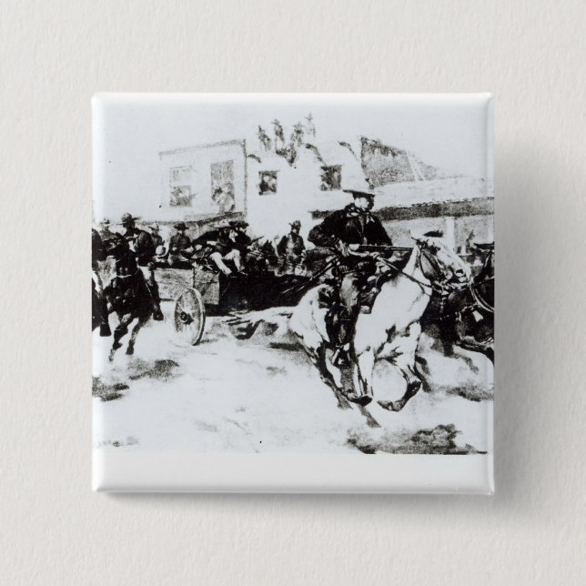 Garret brings in Billy the Kid, 1880 Button (Front)