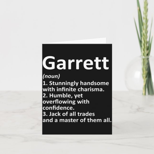 Garrett Definition Personalized Name Funny Card (Front)
