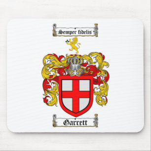 GARRETT FAMILY CREST - GARRETT COAT OF ARMS MOUSE PAD