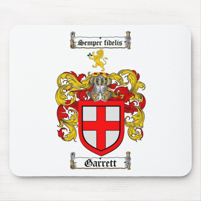 GARRETT FAMILY CREST -  GARRETT COAT OF ARMS MOUSE PAD (Front)