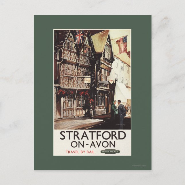 Garrick Inn and Harvard House Rail Poster Postcard (Front)