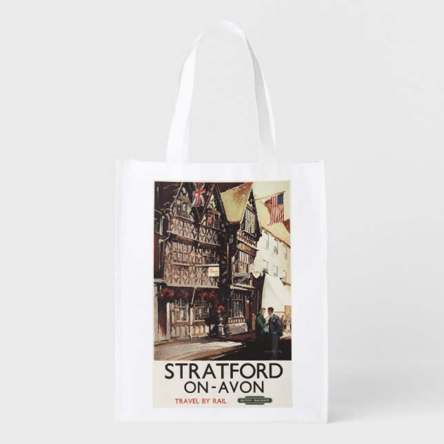 Garrick Inn and Harvard House Rail Poster Reusable Grocery Bag (Front)