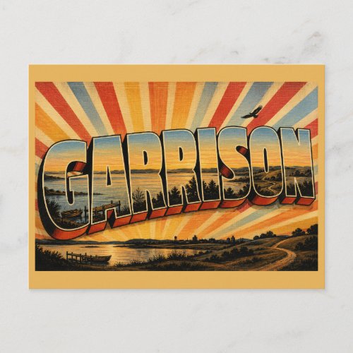 Garrison ND Lake Sakakawea Prairie River Art Postcard