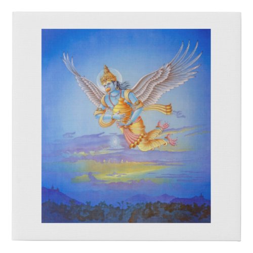 Garuda _ animal mount of Vishnu_ flying with Amrit Faux Canvas Print