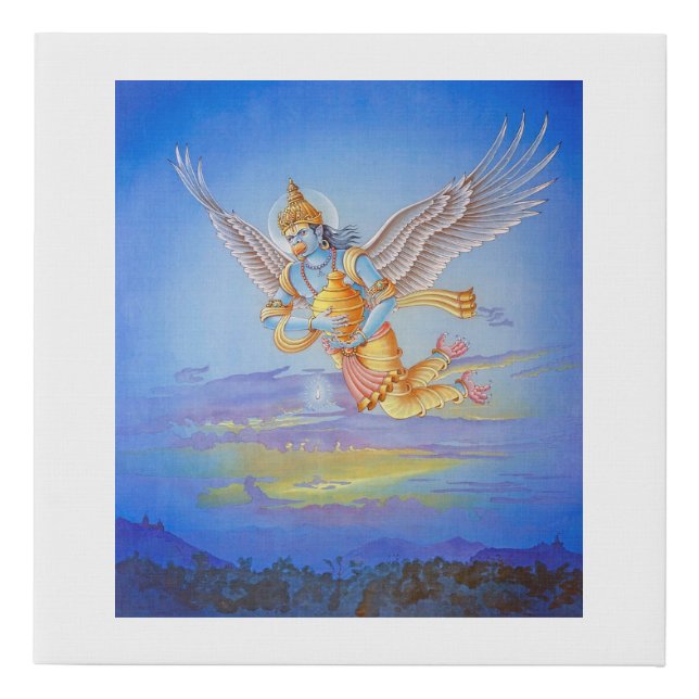 Garuda - animal mount of Vishnu- flying with Amrit Faux Canvas Print (Front)