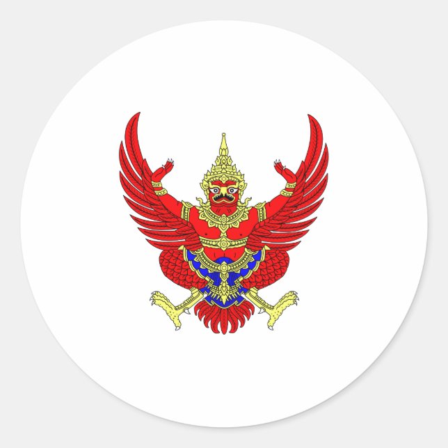 Garuda Thailand Official Coat Of Arms Heraldry Classic Round Sticker (Front)