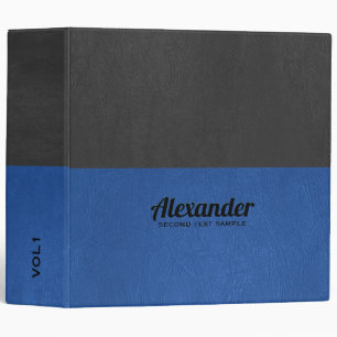 Gary and blue faux leather split 3 ring binder