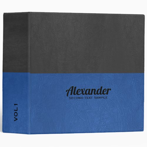 Gary and blue faux leather split 3 ring binder