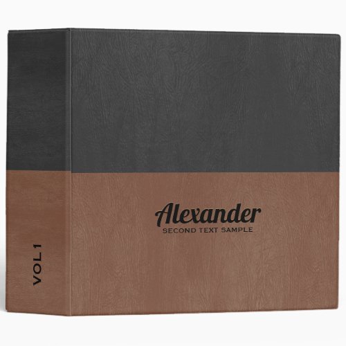 Gary and brown faux leather split_screen 3 ring binder