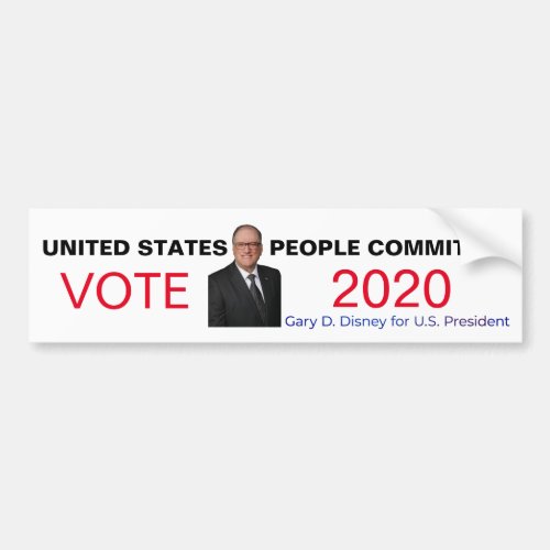 Gary D Disney for President 2020 Bumper Sticker