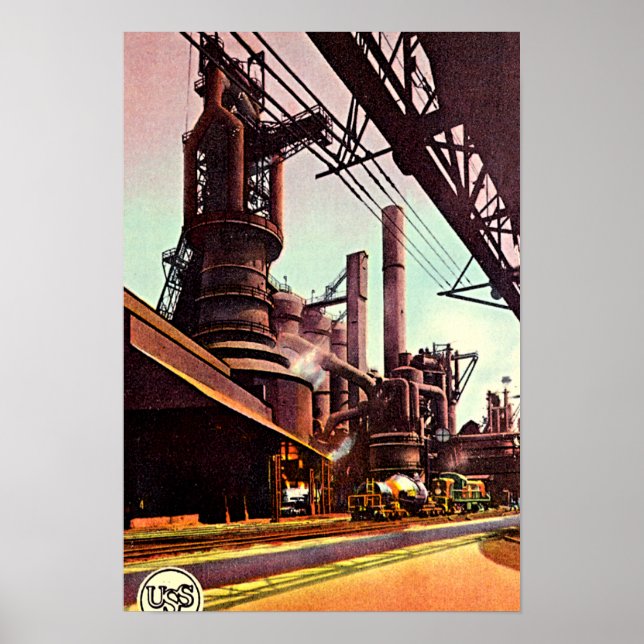 Gary, Indiana Blast Furnace 1930 Poster (Front)