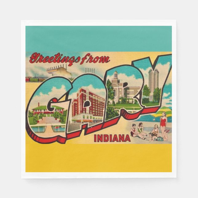 Gary Indiana Greeting Postcard Napkins (Front)