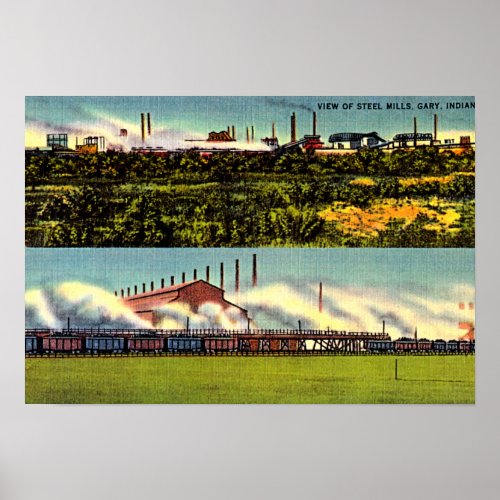 Gary Indiana Steel Mills 1930 Poster