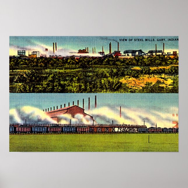 Gary, Indiana Steel Mills 1930 Poster (Front)