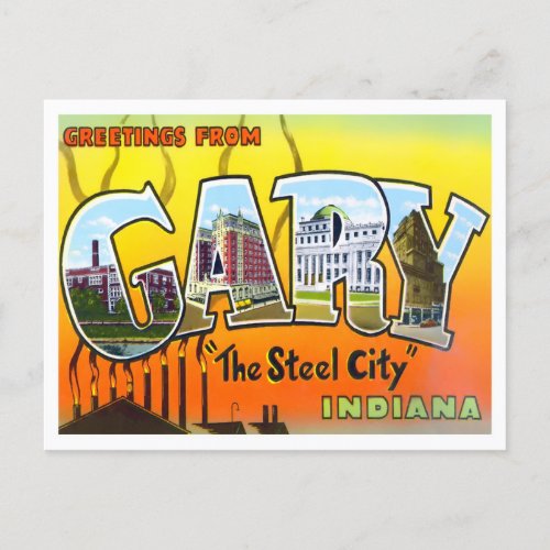 Gary Indiana Vintage Big Letters Postcard
