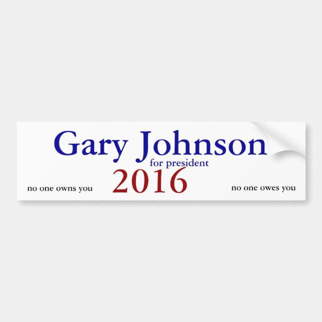 gary johnson 2016 bumper sticker (Front)