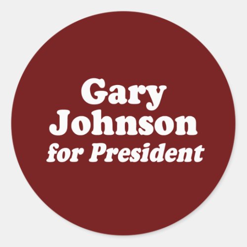 GARY JOHNSON FOR PRESIDENT CLASSIC ROUND STICKER
