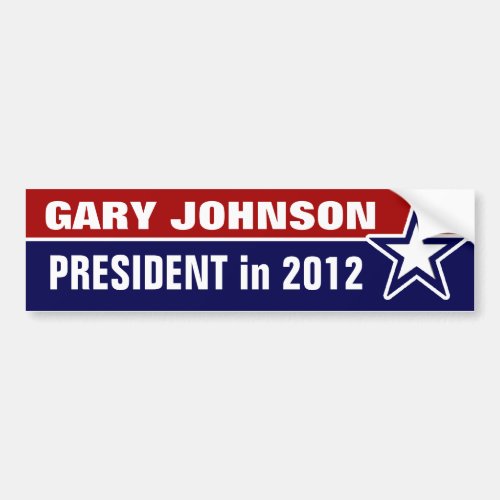 Gary Johnson in 2012 Bumper Sticker