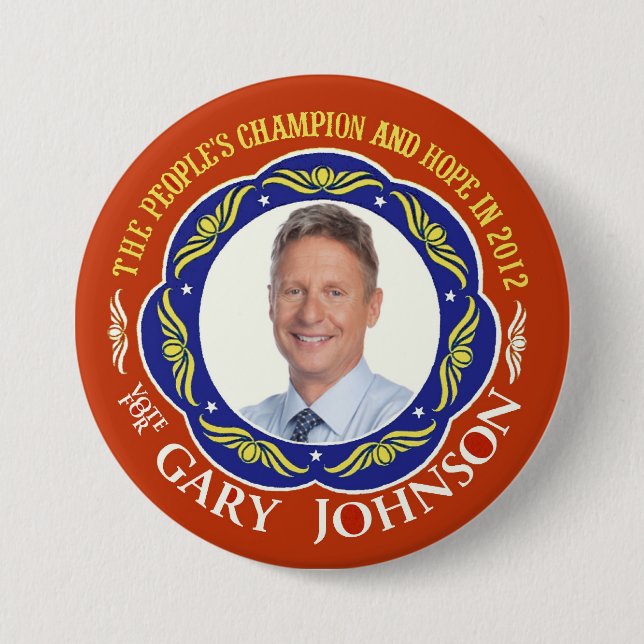 Gary Johnson Libertarian for President 2012 Pinback Button (Front)