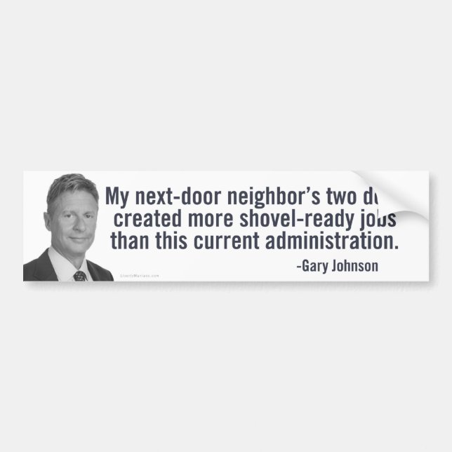 Gary Johnson Shovel-Ready Bumper Sticker (Front)