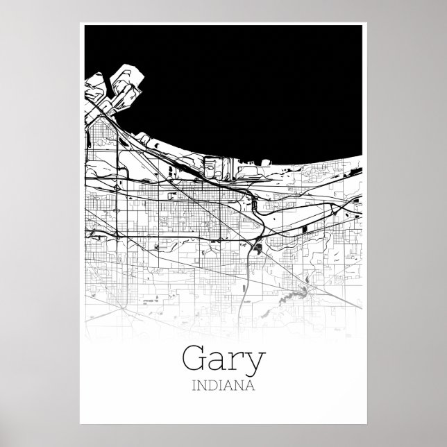 Gary Map - Indiana - City Map Poster (Front)