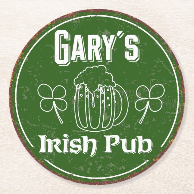 Gary´s Irish Pub Round Paper Coaster (Front)