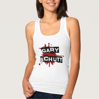 Gary Schutt logo splotch racerback tee
