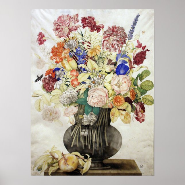 Garzoni - Carnations, Flowers On Stone With Leanin Poster (Front)