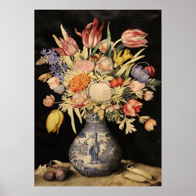 Garzoni - Chinese Vase, Tulips, Flowers, Plums Poster (Front)