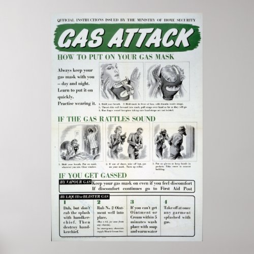 Gas Attack poster WWII Poster