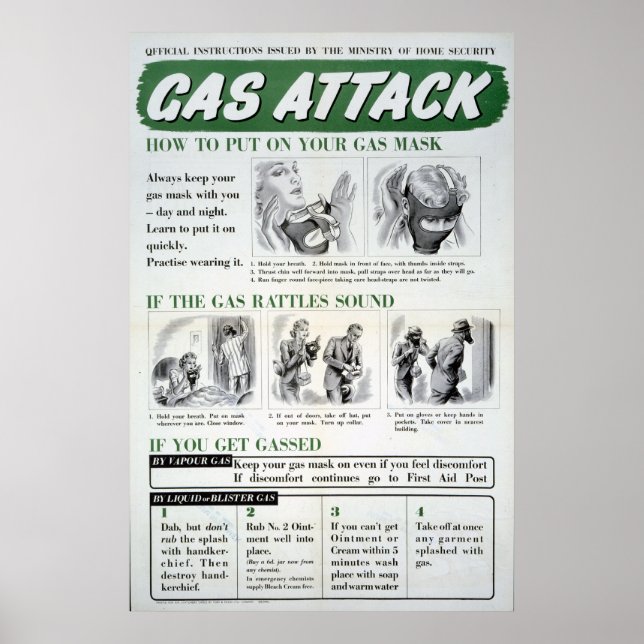 Gas Attack poster, WWII Poster (Front)