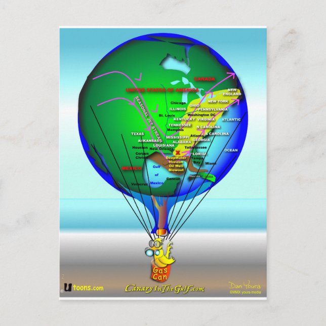 Gas Can Canary Hot Air Balloon Postcard (Front)