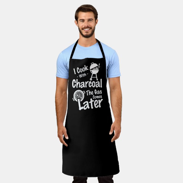 Gas Comes Later Large Black Apron (Worn)